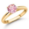 thumbnail image 2 of Gem Stone King 1.50 Ct Round Pink Zirconia 10K Yellow Gold Solitaire Engagement Ring, 2 of 4