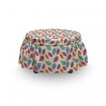 thumbnail image 3 of Autumn Ottoman Cover, Colorful Warm Tones Rounds, 2 Piece Slipcover Set with Ruffle Skirt for Square Round Cube Footstool Decorative Home Accent, Standard Size, Fuchsia and Pale Teal, by Ambesonne, 3 of 5