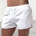 thumbnail image 3 of Summer Low-rise Elastic Waistband Drawstring Beach Surfing Shorts Breathable Side Irregular Trim Men Swimwear Shorts-White,2XL, 3 of 7