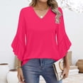thumbnail image 2 of Long Sleeve Shirts For Women Blouses For Casual 3/4 Length Sleeve Tops V Neck Tshirts Shirts With Flared Sleeve Womens Long Sleeve Tops, 2 of 5