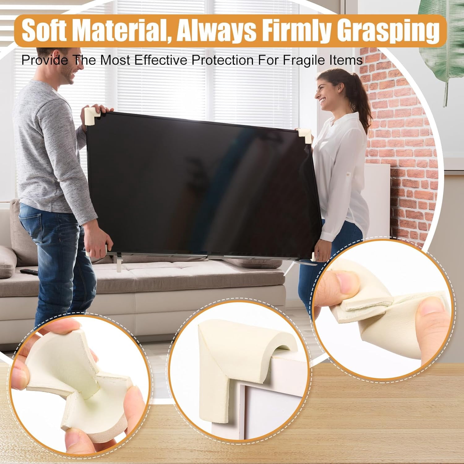 12 pieces of thick rubber frame corner protectors, for TV photo mirror transportation moving packaging artwork edge protection, suitable for 1-inch frames.