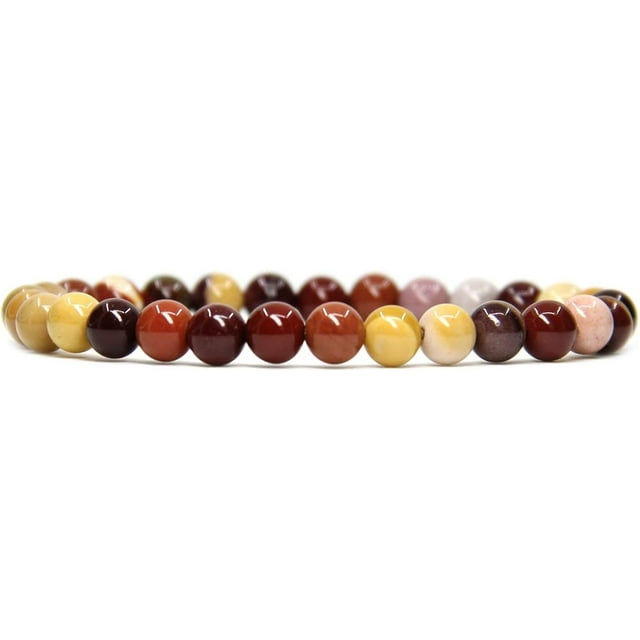 Angelstones Bracelet Extensible en Perles Rondes de Jaspe Mookaite Naturel 6mm 7 Pouces Unisexe
