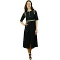 thumbnail image 3 of Phagun Women Black Rayon Kurti Lace Work Chic Kurta Zipper Front Slit Tunic - 4, 3 of 7