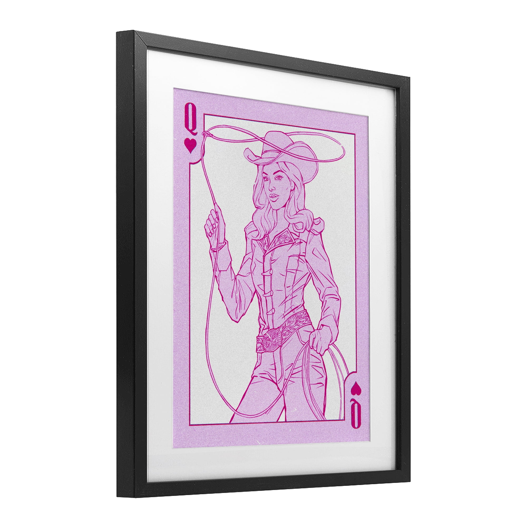 Stupell Industries Cowgirl Queen of Hearts Black Framed Print Under Glass, design by Ziwei Li