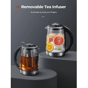 FOHERE Electric Tea Kettle, Electric Kettle Temperature Control with 9 Presets, 2Hr Keep Warm, Removable Tea Infuser,Silver Stainless Steel Glass Boiler, BPA Free, 1.7L