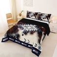 thumbnail image 2 of jejeloiu Nautical Aztec Full Size Comforter Sets,Cowhide Print Bedding Comforter Set For Boys,Blue Brown White,Black Reversible,3-Piece,1 Comforter and 2 Pillowcases, 2 of 7