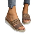 thumbnail image 5 of CQONEPT Orthopedic Wedge Slides for Women Open Toe Boho Casual Slip On Casual Summer Beach Slipper Walking Shoes Brown 42, 5 of 6