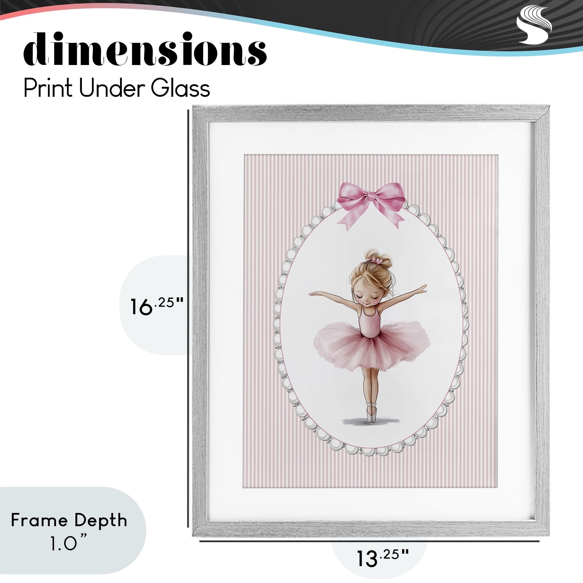 Stupell Industries Dancing Pink Ballerina Gray Framed Print Under Glass, design by Christine Simpson Art