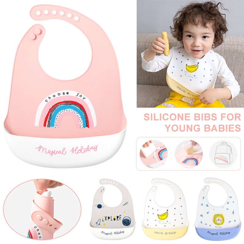 LNKOO Silicone Baby Bibs Easily Wipe Clean Comfortable Soft