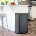 thumbnail image 3 of Qualiazero 13.2 Gallon Trash Can, Rectangular Step On Kitchen Trash Can, Matte Grey, 3 of 13