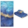 thumbnail image 6 of Coolnut 3 PCS Towel Blue Marble Texture Cotton Bath Towel Set (1 Bath Towel, 1 Hand Towel, 1 Washcloth) for Bathroom, Super Soft and Quick Dry Towels, 6 of 6
