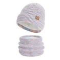thumbnail image 2 of Winter Knit Beanie Hat Scarf Set for Women, Fleece Lined Touchscreen Gloves and Warm Neck Warmer, 3-in-1 Winter Set for Cold Weather Outdoor Activities - Purple, 2 of 8
