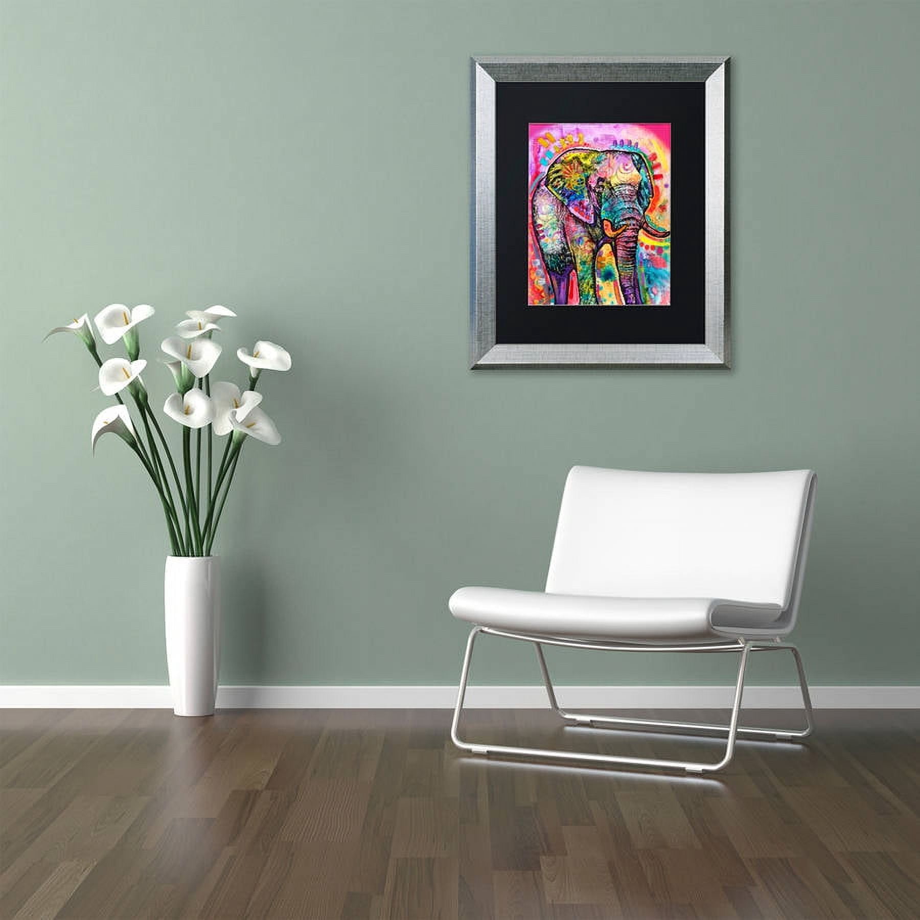 Trademark Fine Art "Elephant" Canvas Art by Dean Russo, Black Matte, Silver Frame