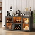 thumbnail image 2 of Wine Bar Cabinet with LED Lights,Coffee Bar Cabinet with Wine and TEQIN Glass Rack,Bar Cabinet Liquor Cabinet With Power Outlet, Kitchen Buffet Sideboard with Storage for Living Room, Dining Room, 2 of 7