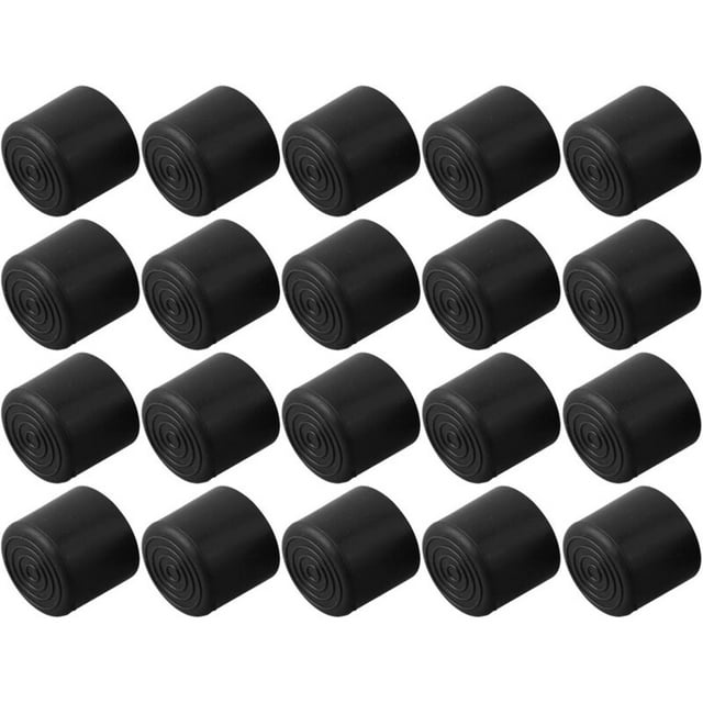 20 Black PVC Chair Tips, 22mm, Protects Floor from Scratches