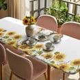 thumbnail image 3 of Modern Elephants Table Cloths for 8 Foot Rectangle Tables, Spring Summer Watercolor Sunflowers Daisy Patio Waterproof Elastic Fitted Tablecloths, Washable Rectangular Table Cover for Camping, 3 of 8