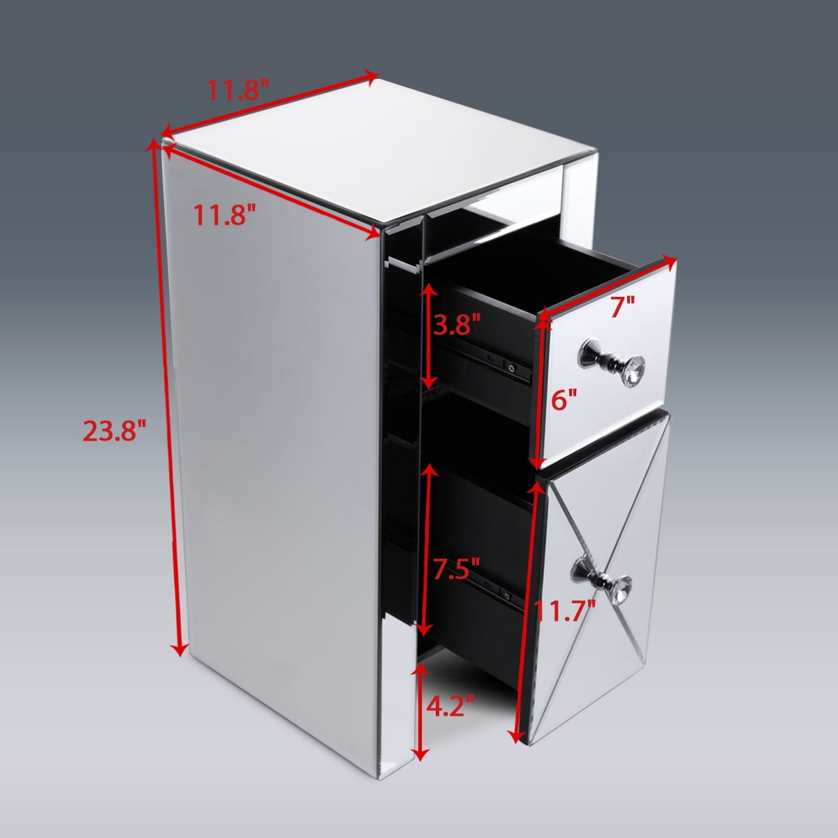 Lowestbest Durable Bedside Table, Mirrored Nightstand Organizer, Nightstand w/ 2 Storage Drawer, End Table Storage Cabinet for Bedroom, Sliver Lowestbest Durable Bedside Table, Mirrored Nightstand Organizer, Nightstand w/ 2 Storage Drawer, End Table Storage Cabinet for Bedroom, Sliver