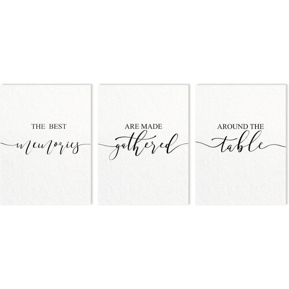 The Best Memories Are Made Gathered Around The Table Kitchen Wall Decor: Farmhouse Kitchen Wall Art Prints Minimalist Aesthetic Modern Dining Room Pictures Wall Decor(12x16 inch,Set of 3)