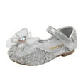 thumbnail image 1 of B91xZ Chaussures de Robe pour Filles Chaussures de Princesse Pailletées, Argent 9, 1 of 5
