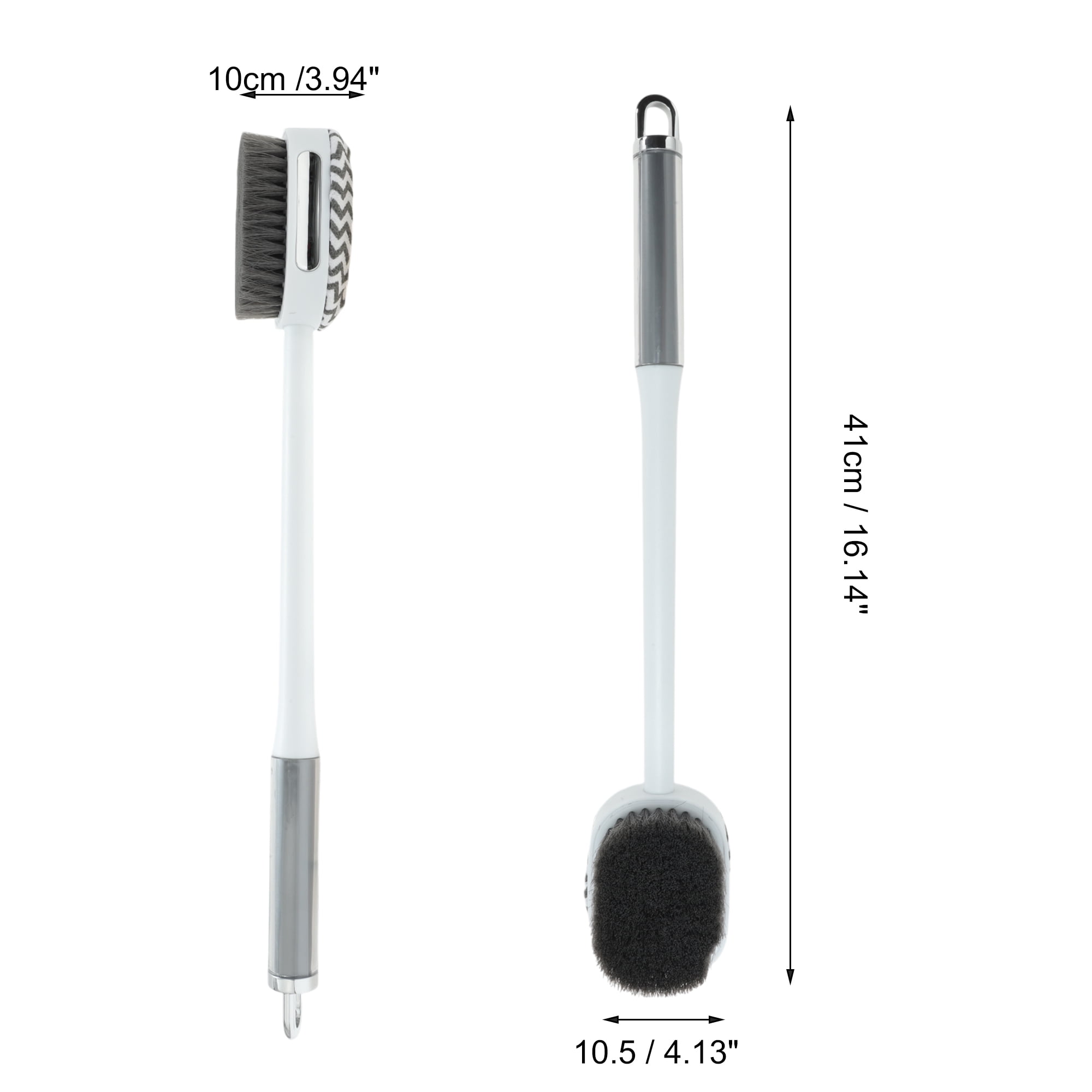 Unique Bargains Transparent Handle Bath Brush Body Scrubber 1 Pc Gray Black