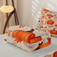 thumbnail image 5 of Manfei Fall Pumpkin Print Zipper Twin Comforter Sets with Fitted Sheet and 2 Pillowcases,Maple Leaf Fall Print Zipper Bedding Set,Light Gray Reversible,4pcs, 5 of 7