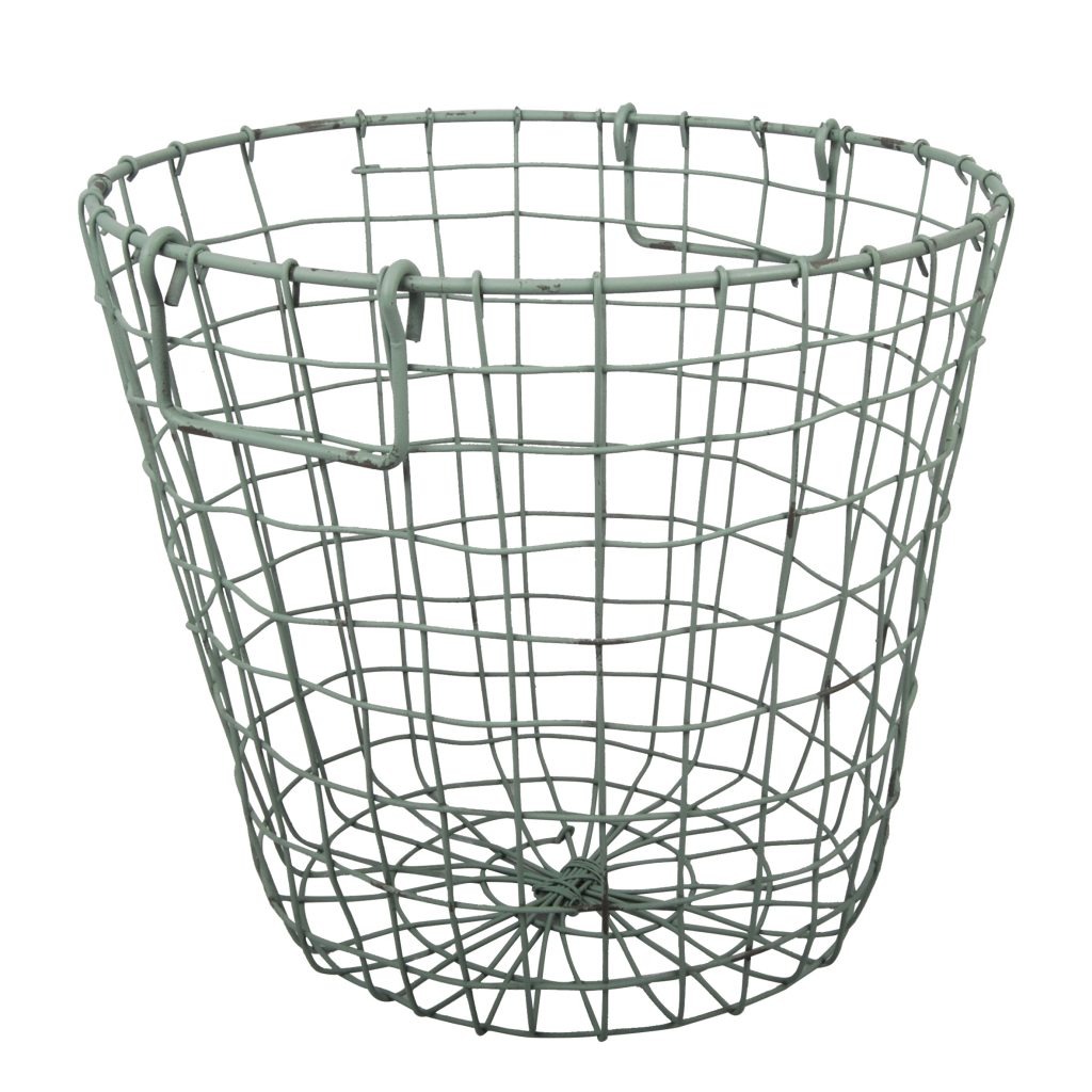 13.75" Antique Green Contemporary Style Grafton Round Wire Basket