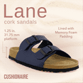 thumbnail image 2 of Cushionaire Lane Cork Footbed Sandals for Women – Comfortable Double Buckle Slip-On with Genuine Suede Footbed & Arch Support Slides for Women Footwear, 2 of 12