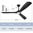 thumbnail image 4 of DingLiLighting 60" Ceiling Fan with Light Remote Control, 3-blade Black Ceiling Fan,Indoor Outdoor Wood Ceiling Fan for Farmhouse,Living Room, Bedroom, Porch,Patios, 4 of 8