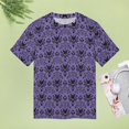 thumbnail image 4 of Purple Gothic Eyes Pattern Women's Short Sleeve T-Shirt Crew Neck Casual Summer Trendy Loose Fit Tops, 4 of 6