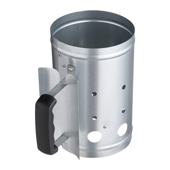 Charcoal Chimney Starter 4 lbs Large Capacity Heavy Duty BBQ Steel for Grill Barbecue Compact Portable Silver