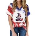 thumbnail image 1 of Camisas de Manga Corta para las Mujeres Día de la Independencia Blusas Estampado Cuello en V Top, Blusas para las Mujeres Casual, 1 of 5