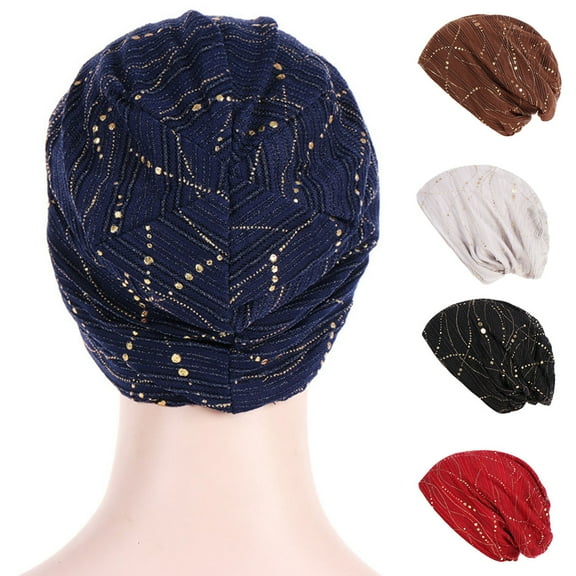 Cheers.US Womens Cotton Beanie Lace Turban Soft Sleep Cap Chemo Hats Fashion Slouchy Hat
