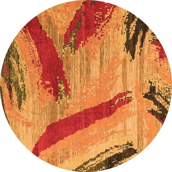Ahgly Company Indoor Round Oriental Orange Modern Area Rugs, 7' Round