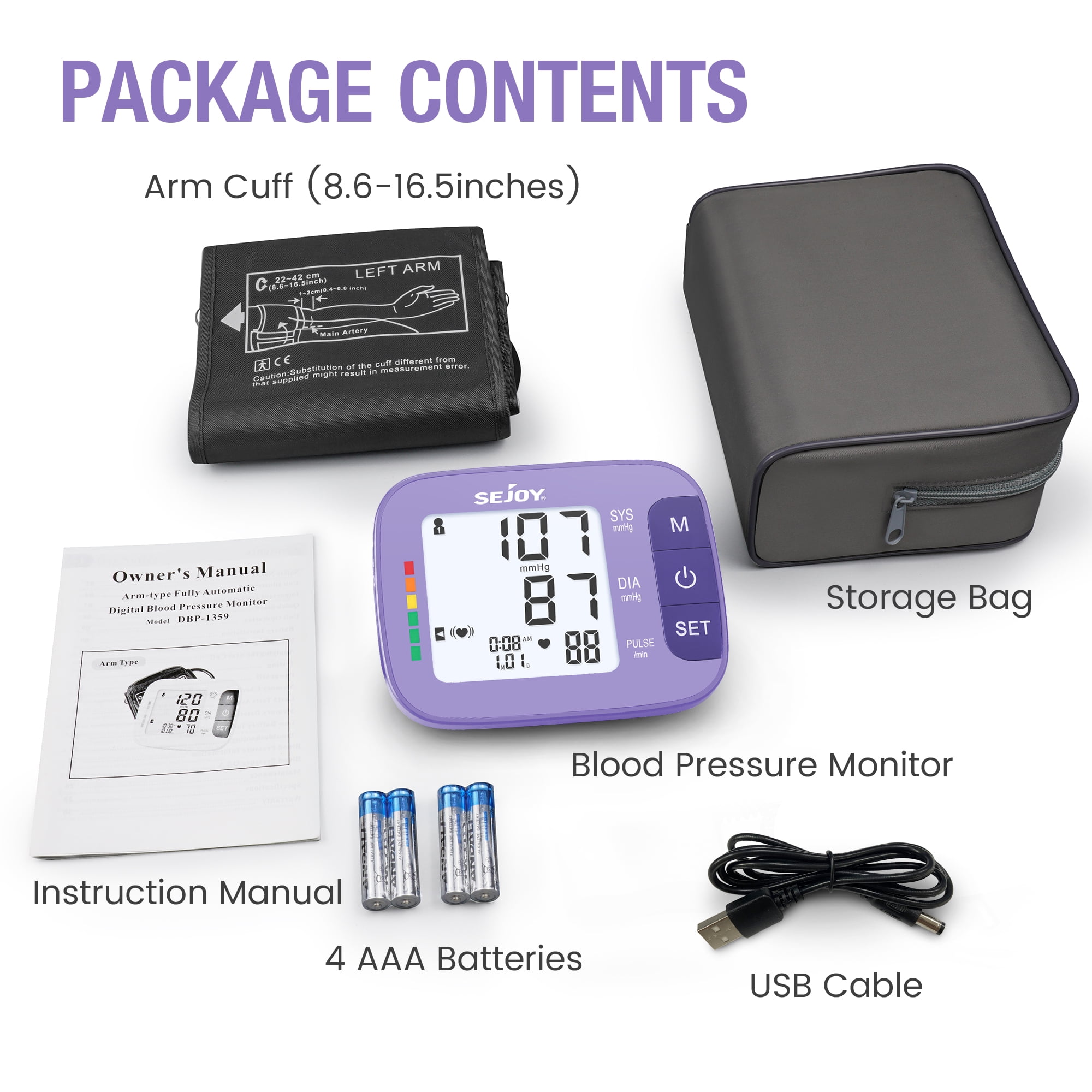 ASKITO Automatic Arm Blood Pressure Monitor Digital BP Cuff Pulse Heart  Rate Machine