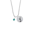 thumbnail image 2 of Delight Jewelry December - Teal Crystal Bicone Silvertone Script Initial Disc - J - Charm Necklace, 20"+3", 2 of 4