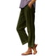 thumbnail image 1 of moda de mujer color sólido cintura elástica suelta bolsillo recto pantalones casuales ejército verde / s, 1 of 6