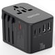 thumbnail image 1 of EPICKA Adaptador de viaje universal GaN Adaptador de enchufe internacional con 3 USB-C 70W PD carga rápida y 2 adaptadores USB-A Cargador de pared todo en uno para EE. UU. UE Reino Unido AUS (TA-105 P, 1 of 6