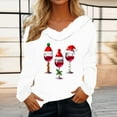 thumbnail image 2 of Women's Christmas Shirt long Sleeve V Neck Plush Hem Printed Pullover Tops White XL, 2 of 4