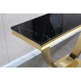 thumbnail image 2 of Miekor Furniture Modern Rectangular Black Marble Console Table, 0.71" Thick Marble Top, U-Shape Stainless Steel Base with Gold Mirrored Finish S00127, 2 of 5