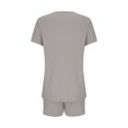thumbnail image 2 of Besolor Womens Pajamas Ribbed Knit V Neck Short Sleeve Button down Top and Drawstring Shorts Sets Sleepwear, 2 of 5