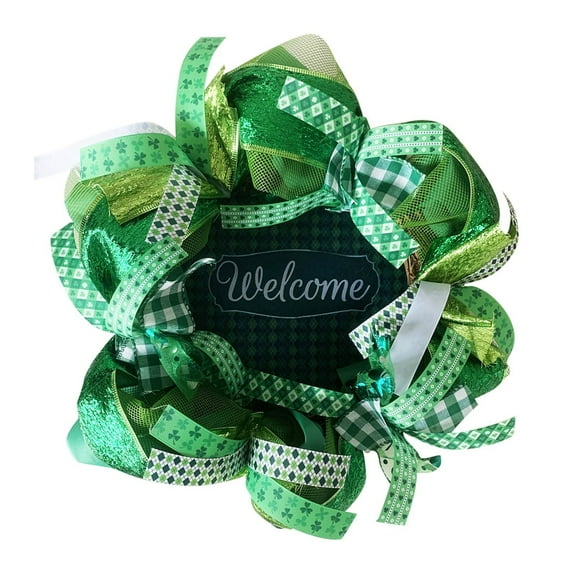 St. Patricks Day Wreath Welcome Sign Garland Hanging Ornament Front Door Garland for St. Patricks Day Home Decorations