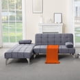 thumbnail image 4 of Gewnee 78.35”L-Shaped Velvet Reversible Sectional Sleeper Sofa,Futon Sofa with Adjustable Split Back & Chaise,Couch for Home,Office and Guest Room.Dark Grey, 4 of 15
