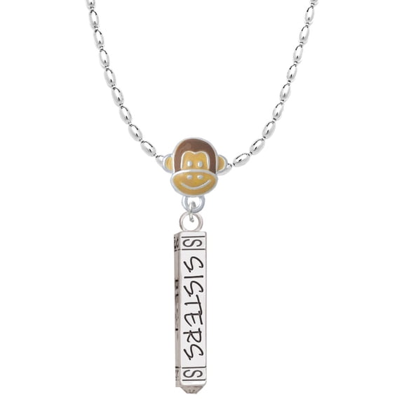 Delight Jewelry Sisters Best Friends Forever Bar Mia Monkey Charm Necklace