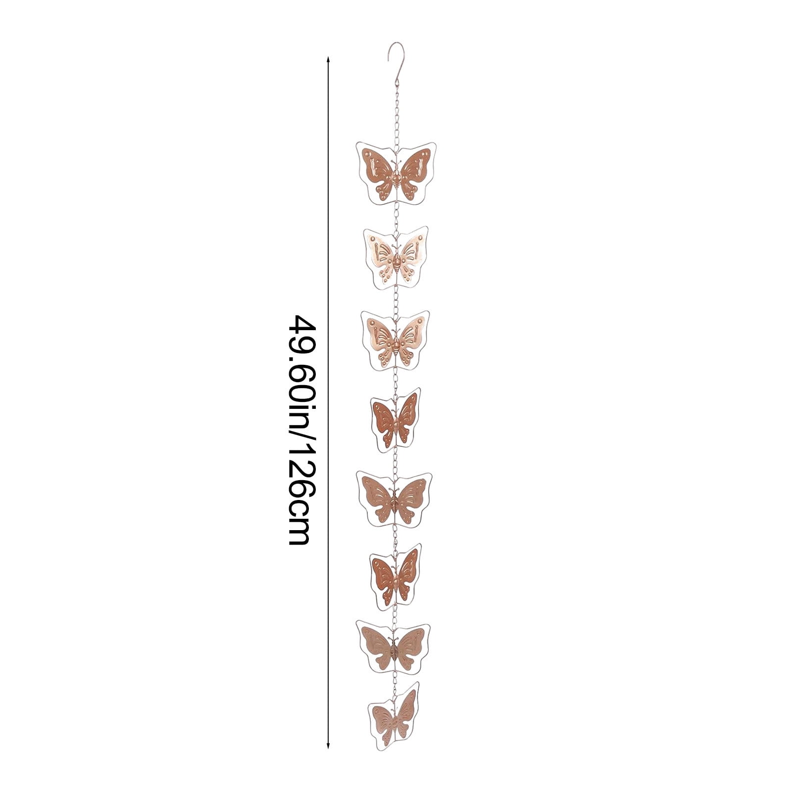 Fufafayo Butterfly Wind Chime, Wrought Iron Rain Chain and Garden Art, Decorative Metal Ornament for Outdoor Patio, Yard or Terrace, Rustic Home Decor