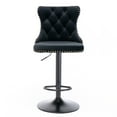 thumbnail image 3 of Swivel Velvet Barstools Adjusatble Seat Height From 25-33 Inch, Modern Upholstered Bar Stools with Backs Comfortable Tufted for Home Pub and Kitchen Island(Black,Set of 2), 3 of 9