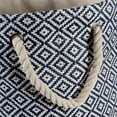 thumbnail image 2 of Design Imports Paper Bin Geo Diamond Nautical Blue Round Small, 14"x14"x12", 100% Natural Woven Paper, Blue, 2 of 6