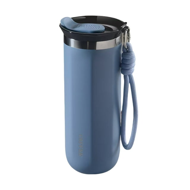 Injueey Termo de acero inoxidable 304: botella de agua de acero inoxidable de doble capa, fácil de limpiar y con aislamiento al vacío. Teteras azul 500 ml