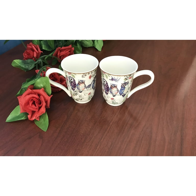 Fine Bone China Tea Cups and Saucers, Pastel Blue Floral Design Coffee Mug  Tea Cups Set with Gift Box for Women Mom, 7 Ounces