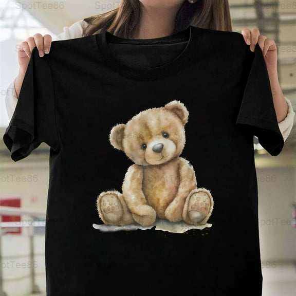 Cute Teddy Bear Retro Vintage Style Aesthetic Animal Graphic G015 Unisex T-Shirt, Up to Size 5XL