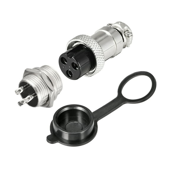 Uxcell 16mm 3 Terminals 7A 400V GX16 Aviation Connector with Plug Cover 2 set